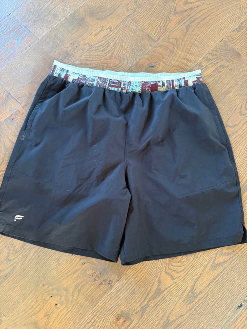 Fabletics Black Men's Athletic Shorts with Patterned Waistband